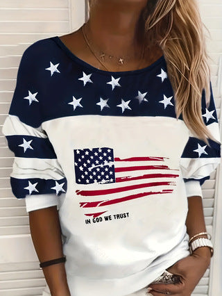 Sweat-shirt Femme Style Drapeau Américain