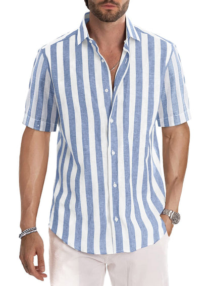 Chemise Homme Manches Courtes Rayures Coupe Relaxed Moderne