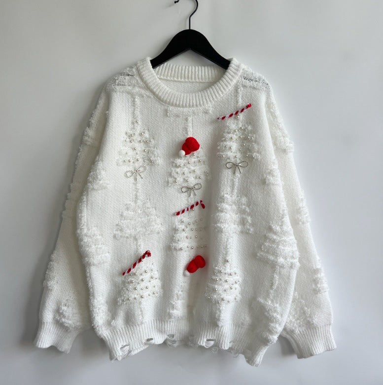 Pull de Noël femme festif motifs 3D