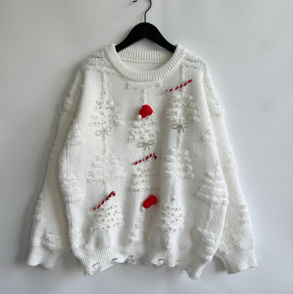 Pull de Noël femme festif motifs 3D