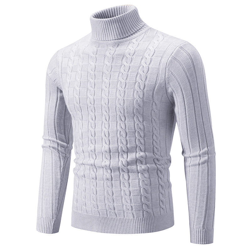 Herren Strickpullover Hochgeschlossen Zopf Muster Klassisch - IdealeKleiden
