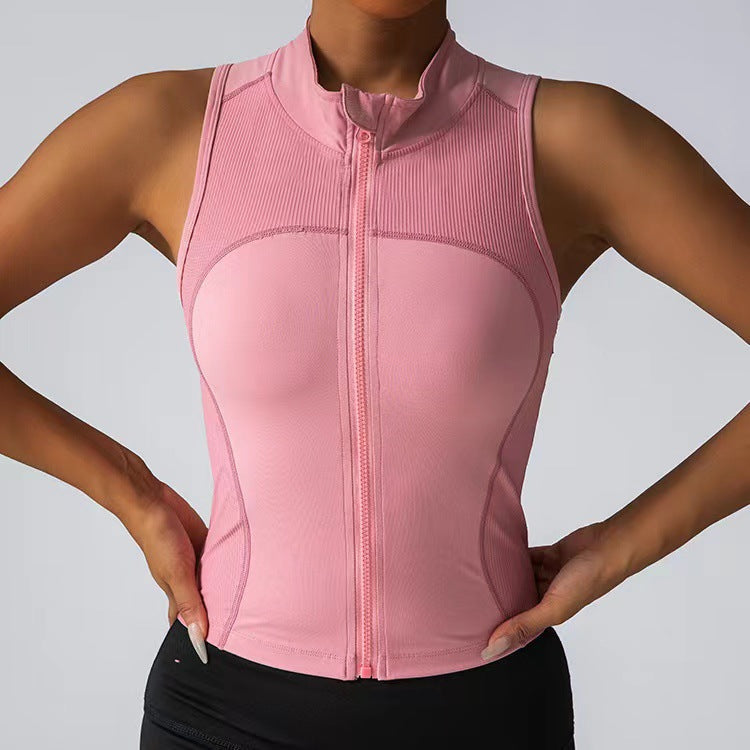 Haut de fitness élégant pour femme avec fermeture éclair