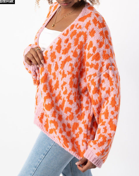Cardigan pour femme motif léopard style tendance