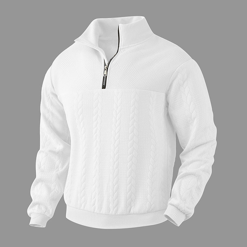 Pull tricoté homme, col montant moderne, fermeture éclair