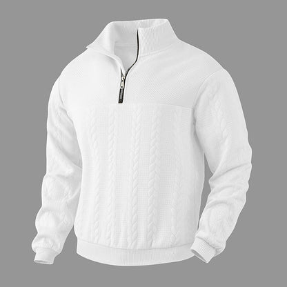 Pull tricoté homme, col montant moderne, fermeture éclair