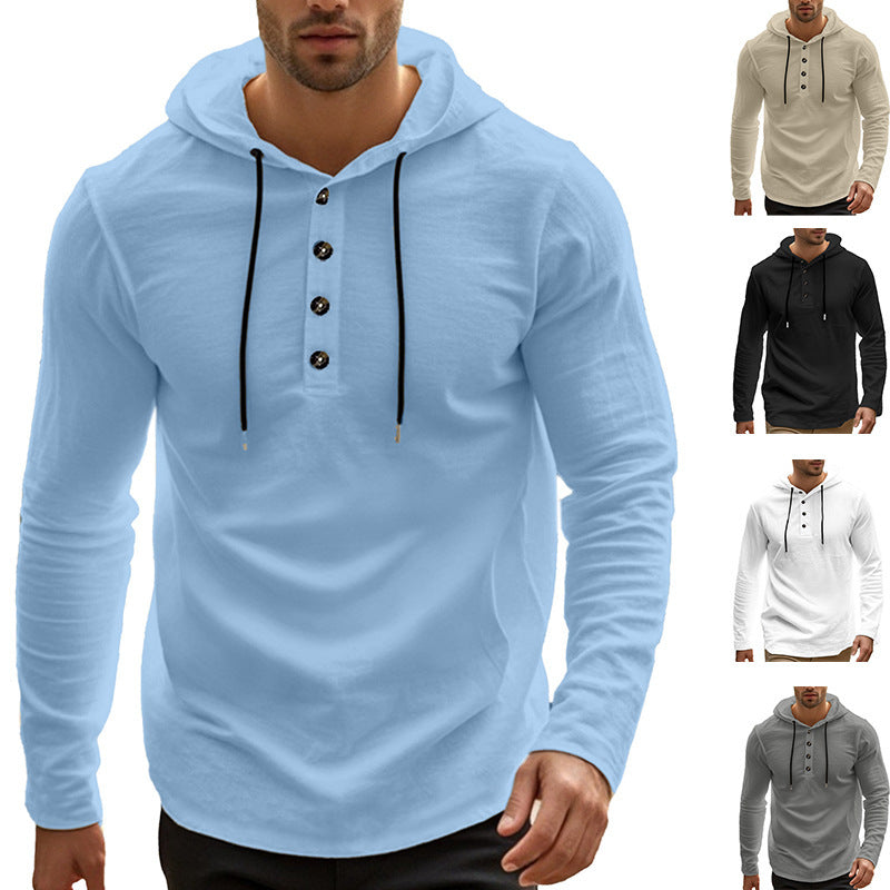 Herren Sport Hoodie mit Taschen und Knöpfen - IdealeKleiden