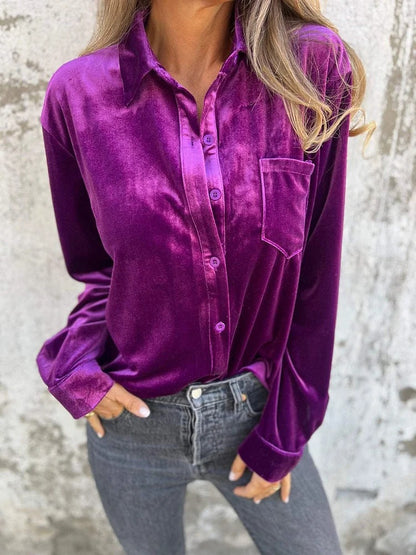 Chemisier élégant en soie pour femme Style classique Manches longues