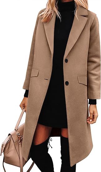 Trench-coat long et élégant en laine pour femme, coupe classique