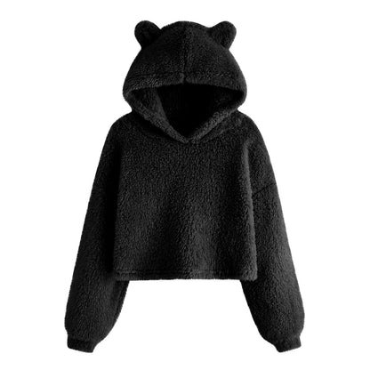 Sweat à capuche doux pour femme avec oreilles d'ours