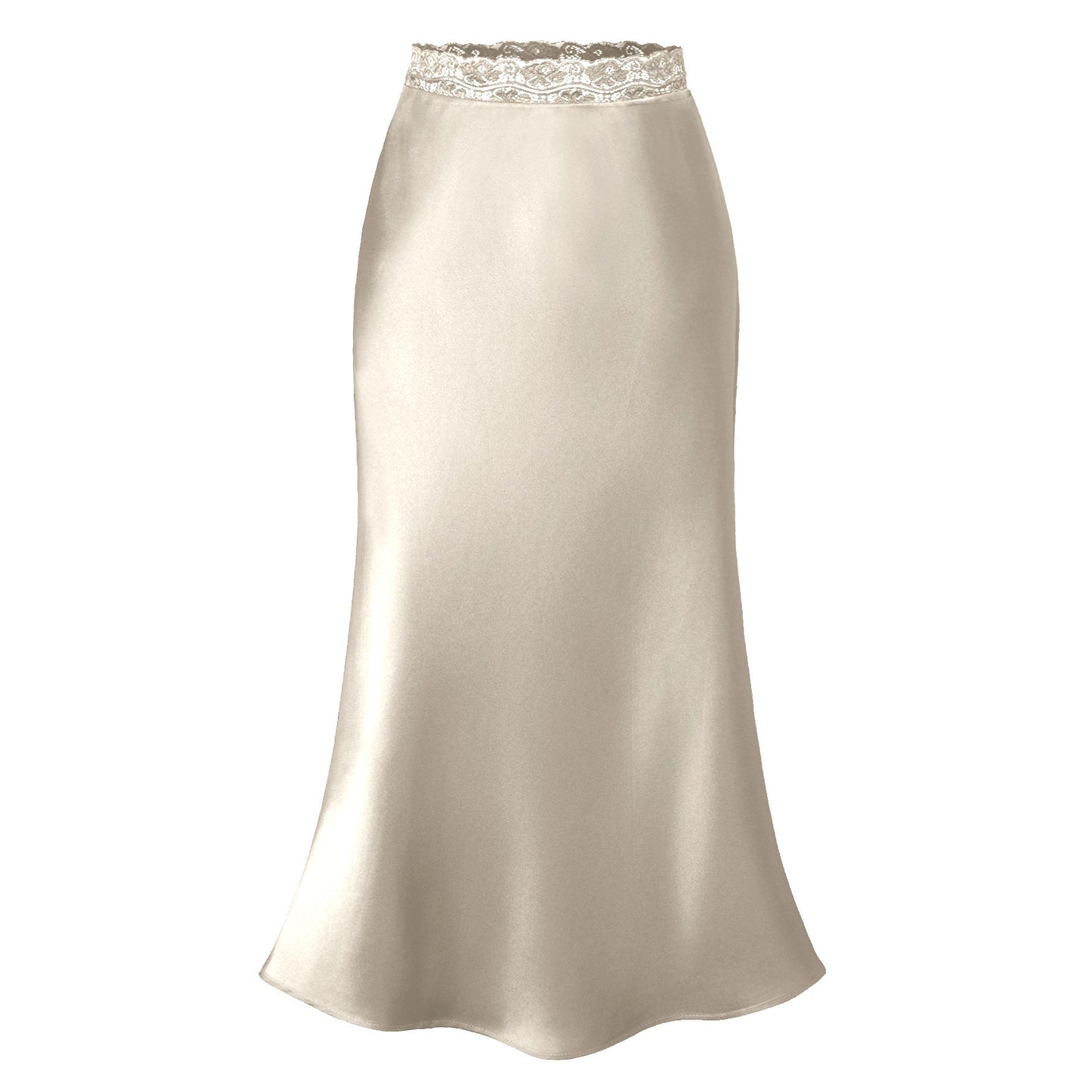 Jupe longue femme élégante en satin et dentelle, chic