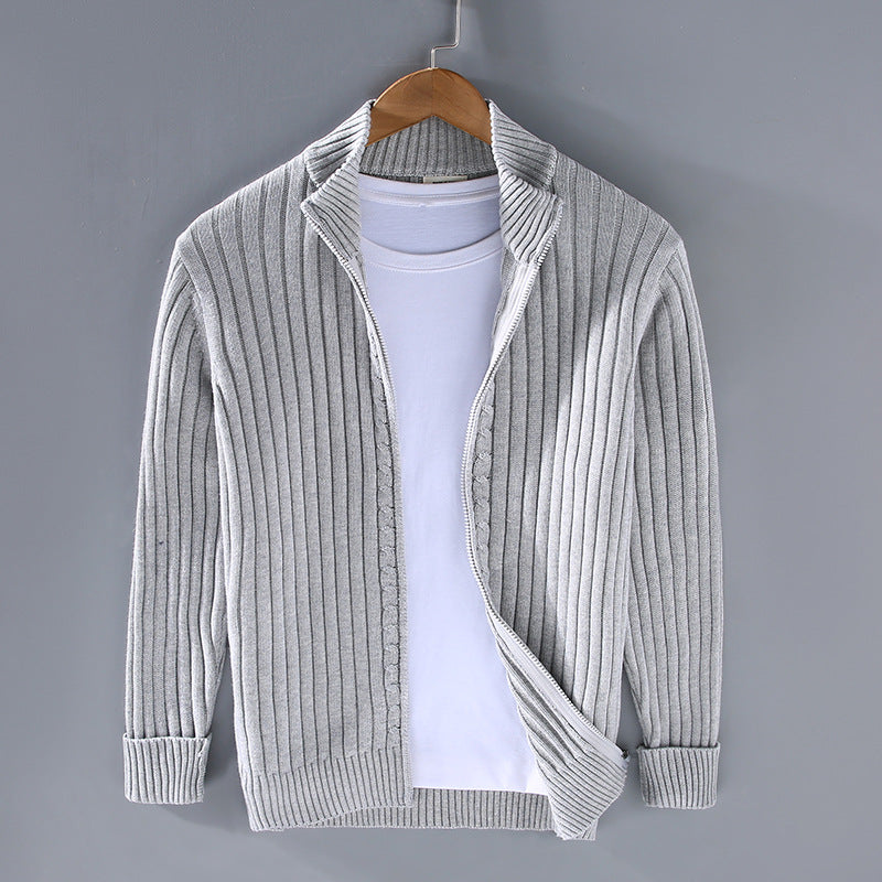 Pull en tricot de luxe pour homme avec fermeture éclair