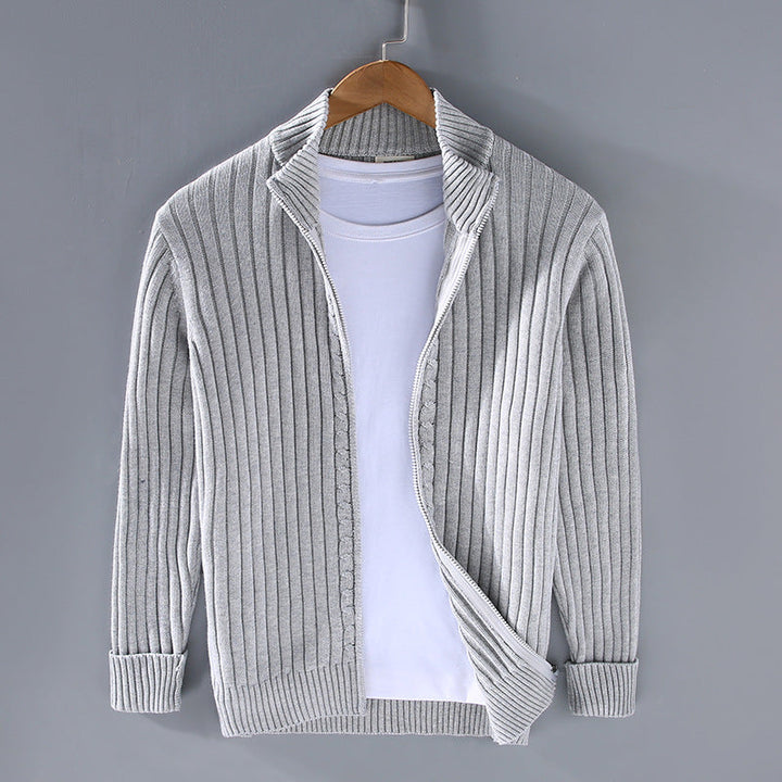 Pull en tricot de luxe pour homme avec fermeture éclair