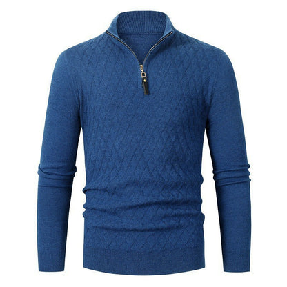 Herren Strickpullover Rautenmuster Modern Reißverschluss - IdealeKleiden
