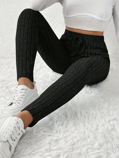 Pantalon de jogging en polaire doux côtelé pour femme