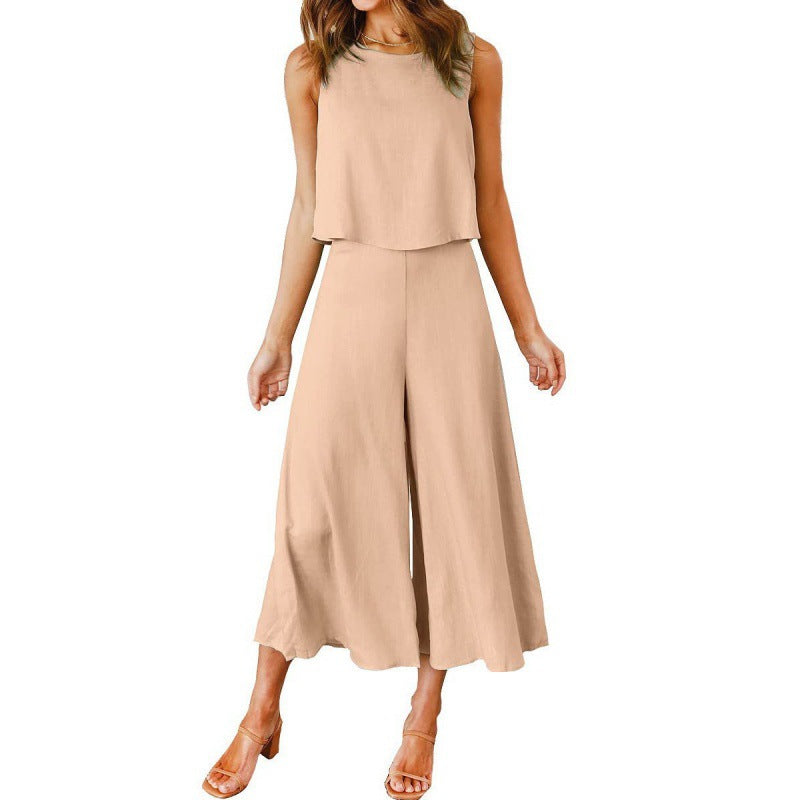 Combinaison élégante fluide jambe large pour femme