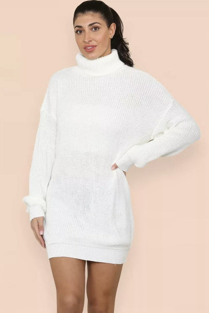 Robe pull femme col montant tricotée élégante