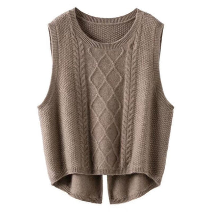Gilet en maille sans manches pour femme Motif torsadé Style moderne