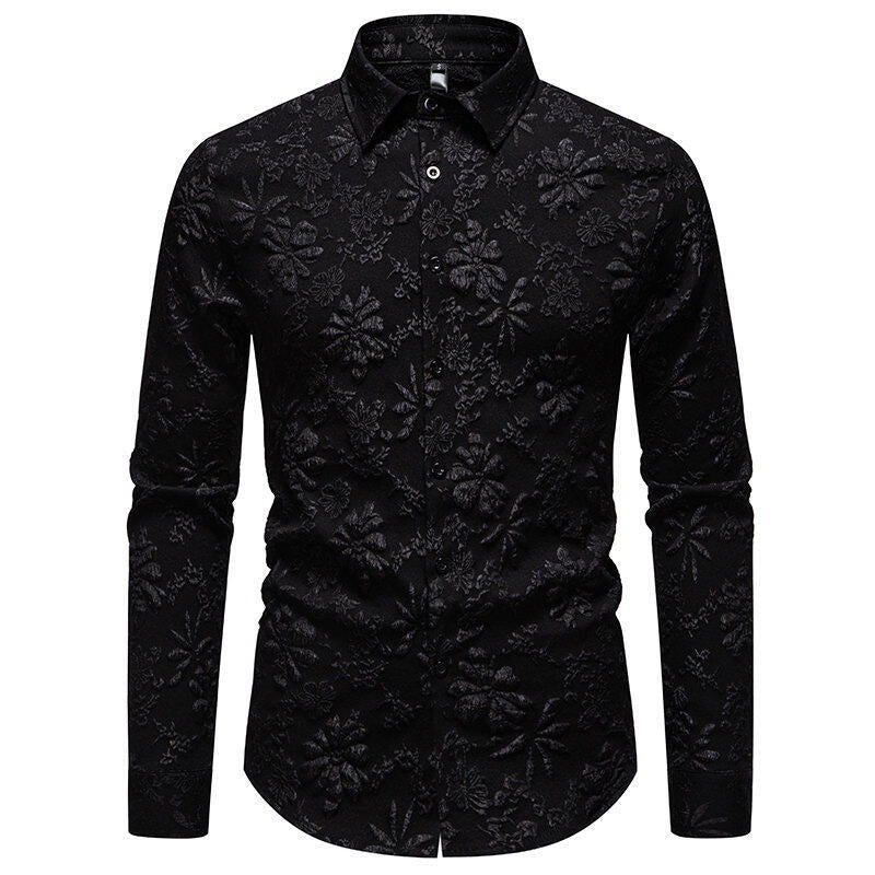 Chemise homme à motifs floraux élégante manches longues