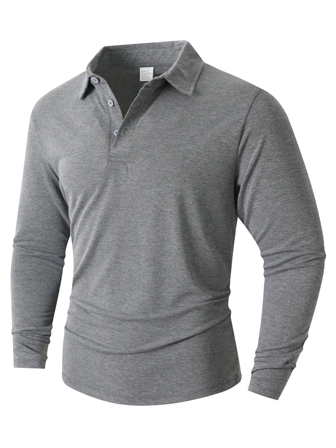 Polo à manches longues pour hommes, coupe ajustée moderne