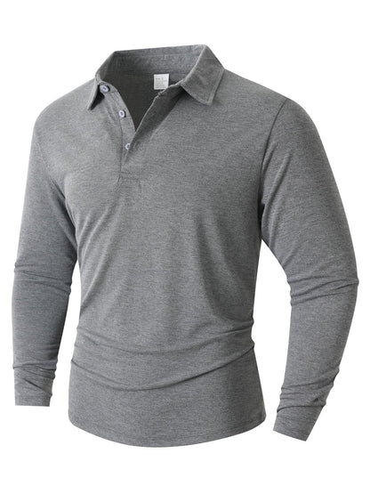 Polo à manches longues pour hommes, coupe ajustée moderne