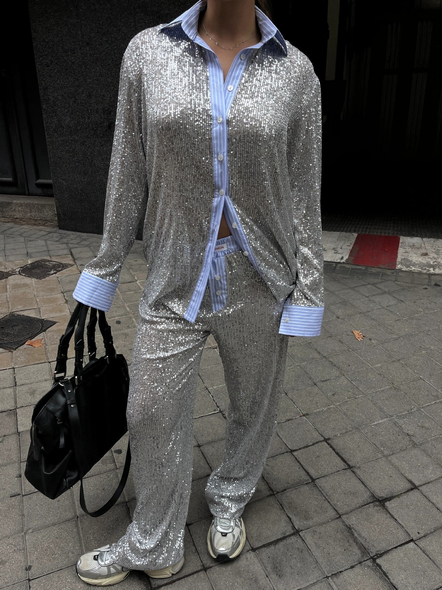 Ensemble deux pièces confortable veste ample et pantalon large