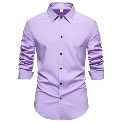 Chemise homme manches longues en coton coupe moderne