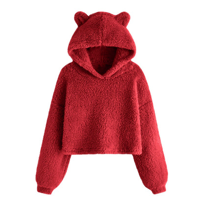 Sweat à capuche doux pour femme avec oreilles d'ours