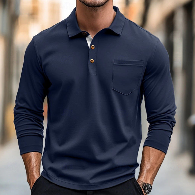 Chemise cintrée à manches longues en coton avec poche poitrine