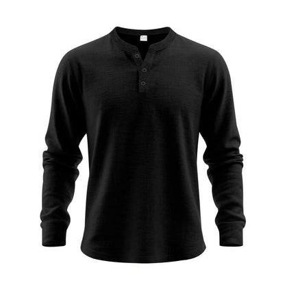 T-shirt à manches longues pour homme, design élégant, boutons