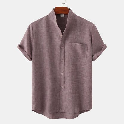 Chemise homme manches courtes col mao moderne