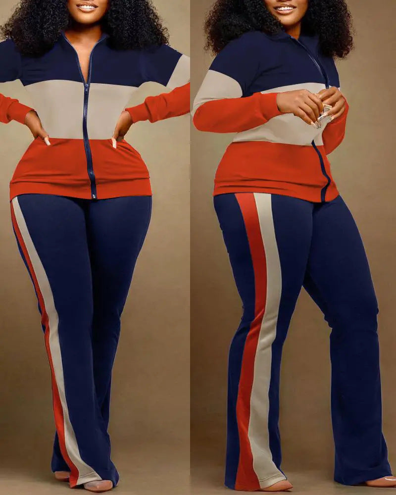 Ensemble de sport pour femme style jean avec fermeture éclair et taille haute