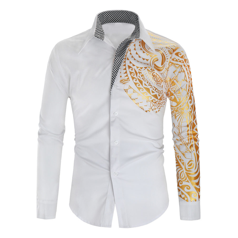 Chemise Homme Imprimé Exotique Col Contrastant