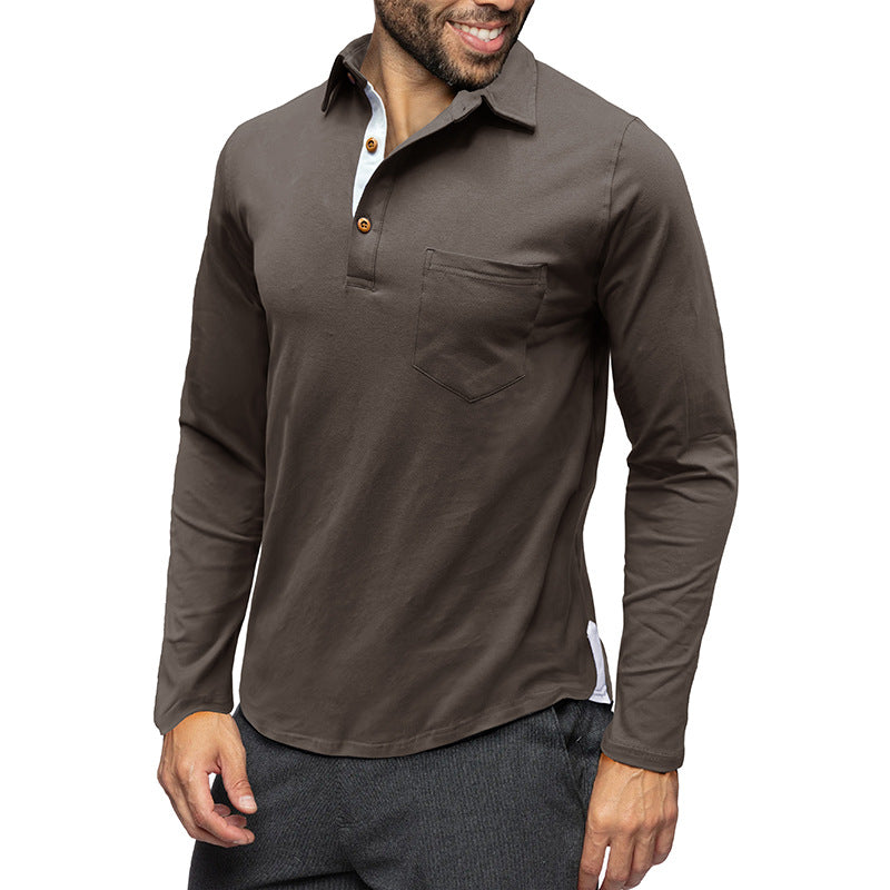 Chemise cintrée à manches longues en coton avec poche poitrine