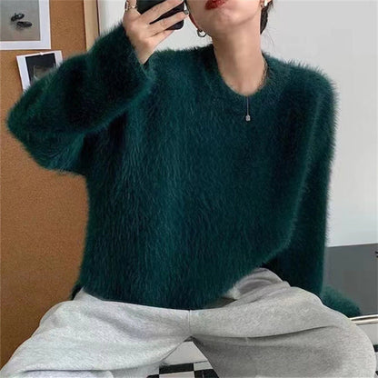 Pull femme doux décontracté col rond