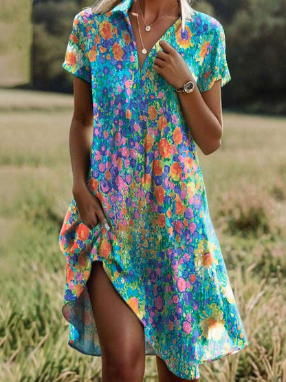 Robe d'été femme à motif floral coupe ample