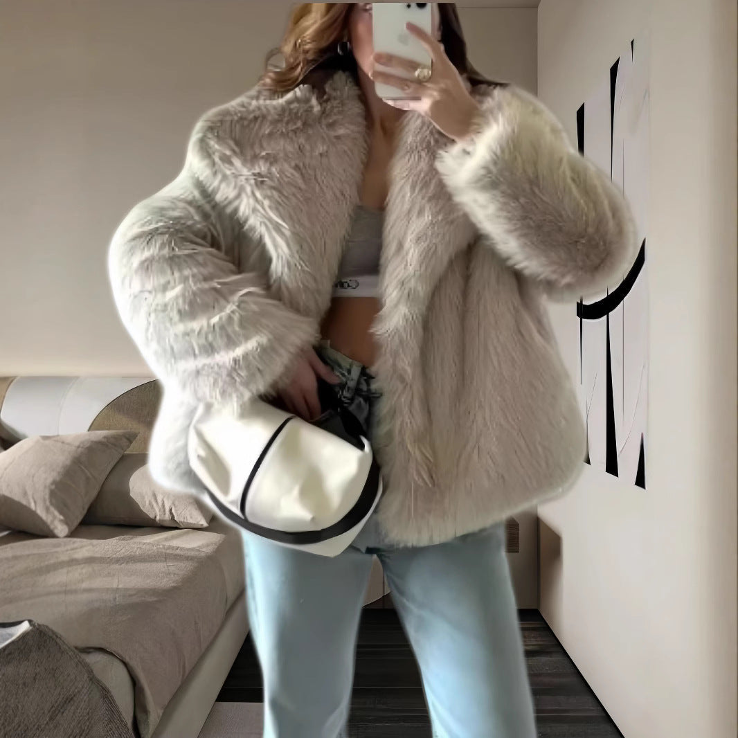 Damenweich Pelzjacke Elegant Lang - IdealeKleiden