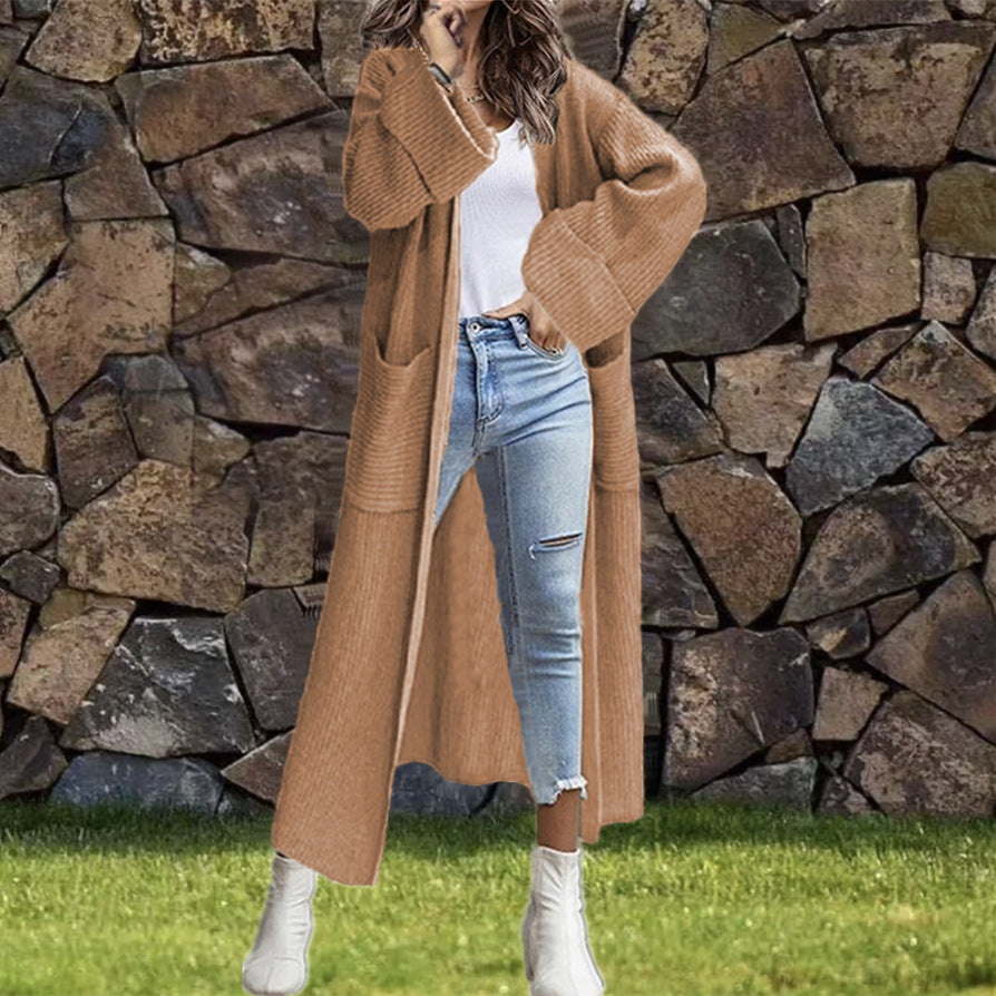 Cardigan oversize en maille pour femme avec poches et épaules asymétriques