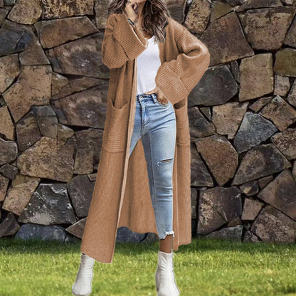 Cardigan oversize en maille pour femme avec poches et épaules asymétriques