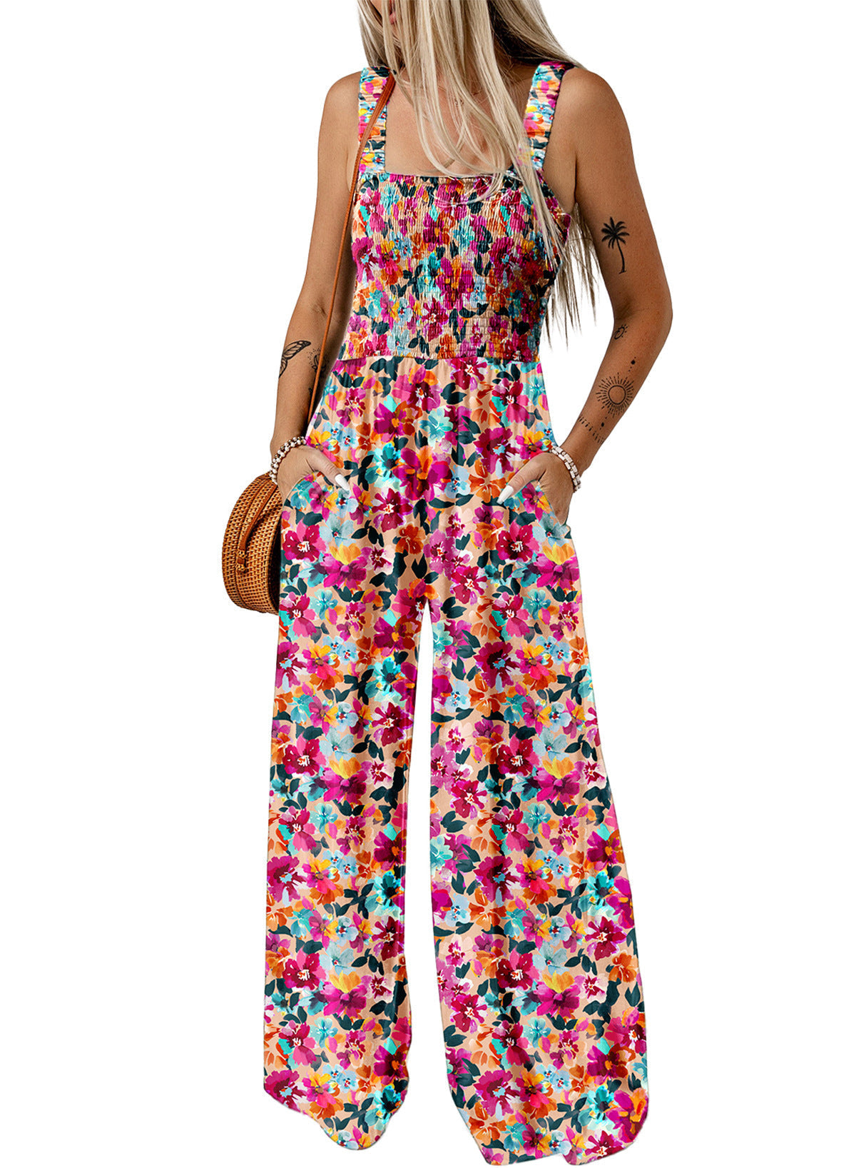 Eleganter Damen-Jumpsuit Blumenmuster Sommer - IdealeKleiden