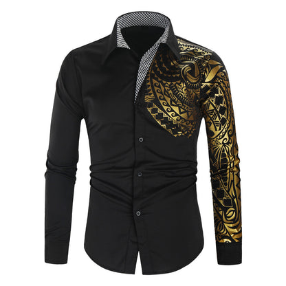 Chemise Homme Imprimé Exotique Col Contrastant