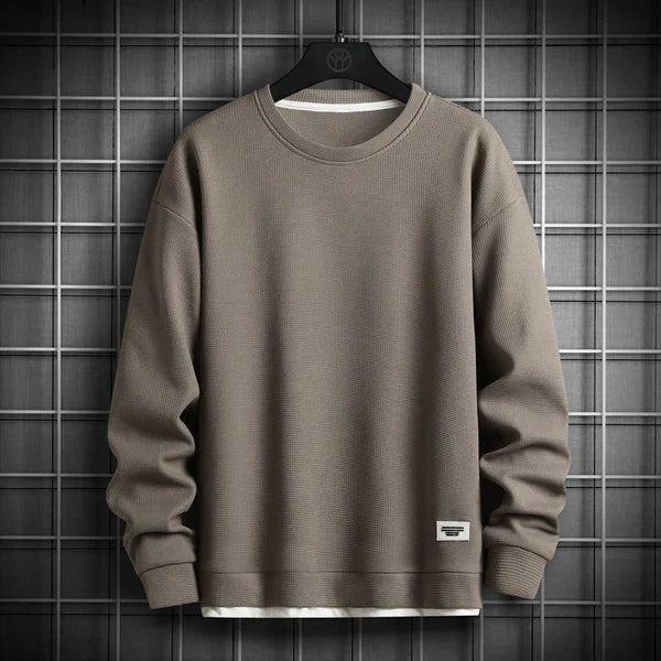 Pull gaufré à col rond doux