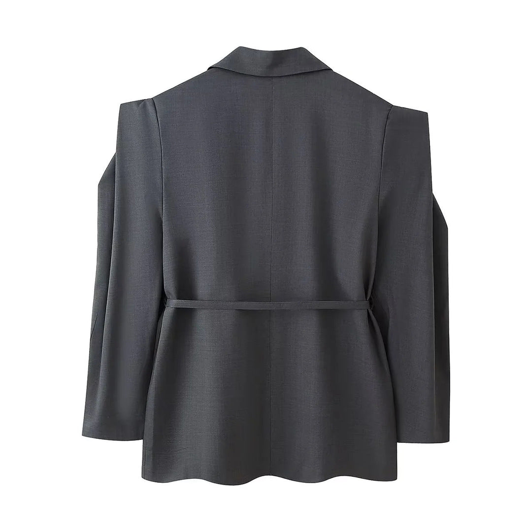 Veste blazer oversize élégante pour femme avec ceinture