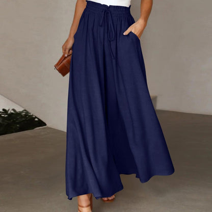 Pantalon Femme Élégant Ample avec Taille Élastique et Poches
