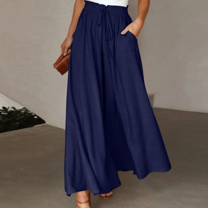 Pantalon Femme Élégant Ample avec Taille Élastique et Poches