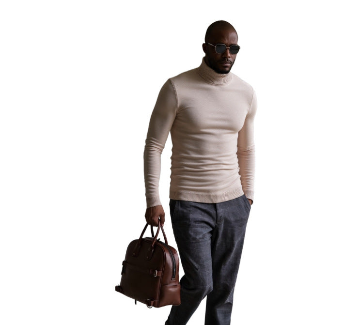 Pull col roulé homme, finement structuré, design élégant