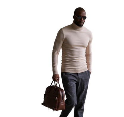 Pull col roulé homme, finement structuré, design élégant