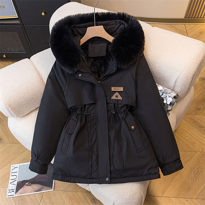 Parka d'Hiver Femme Chaud Isolé avec Col en Fausse Fourrure Amovible et Poches Latérales