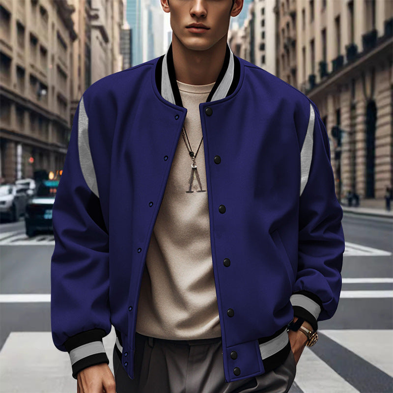Blouson universitaire rétro sportif pour hommes à manches contrastées