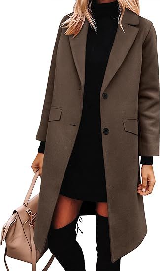 Trench-coat long et élégant en laine pour femme, coupe classique