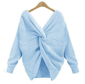 Pull en maille élégant col V femme